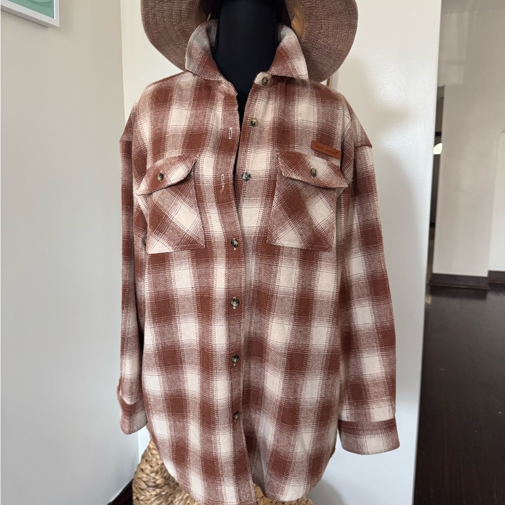 Simply Southern Brown Plaid Button Down Shirt - Picture 14 of 15